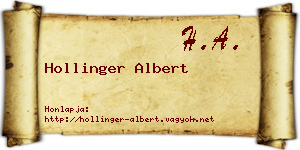 Hollinger Albert névjegykártya